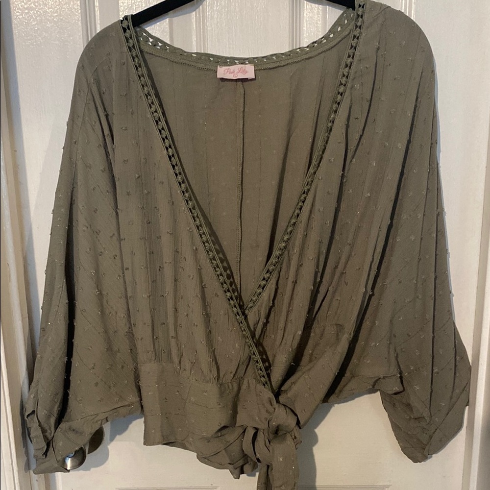 Olive Green Wrap Top
